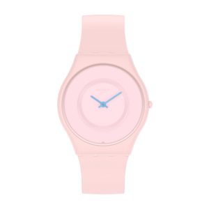 Swatch Skin Classic Caricia Rose Quartz Pink Dial Pink Silicone Strap Ladies Watch SS09P100