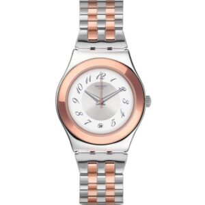 Swatch Irony Medium White Dial Two Tone Stainless Steel Bracelet Ladies Watch YLS454G