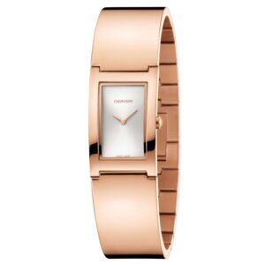 Calvin Klein Polished Quartz Silver Dial Rose Gold PVD Stainless Steel Bracelet Ladies Watch K9C2N616
