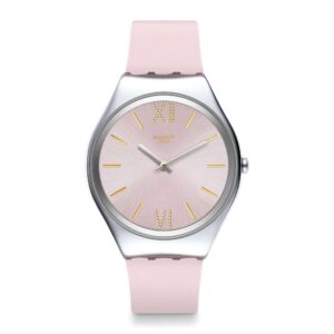 Swatch Skin Lavanda Quartz Pink Dial Silicone Strap Ladies Watch SYXS124