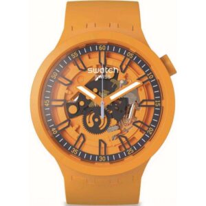 Swatch Fresh Orange Skeleton Dial & Orange Strap Unisex Watch SB01O101