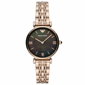 Emporio Armani AR11145 Gianni T-Bar Black Mother of Pearl Dial Ladies Watch